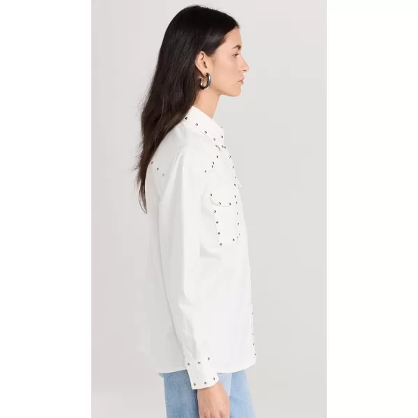 7 For All Mankind Womens Emilia Shirt with StudsWhisper White