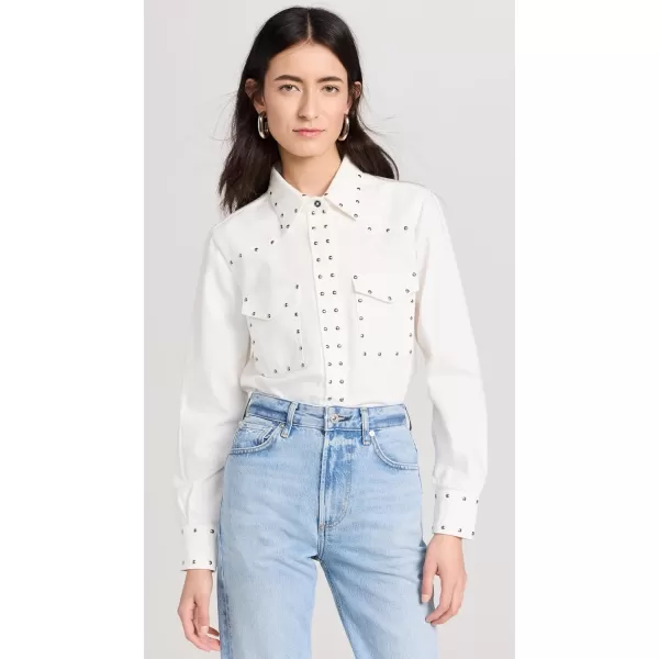 7 For All Mankind Womens Emilia Shirt with StudsWhisper White