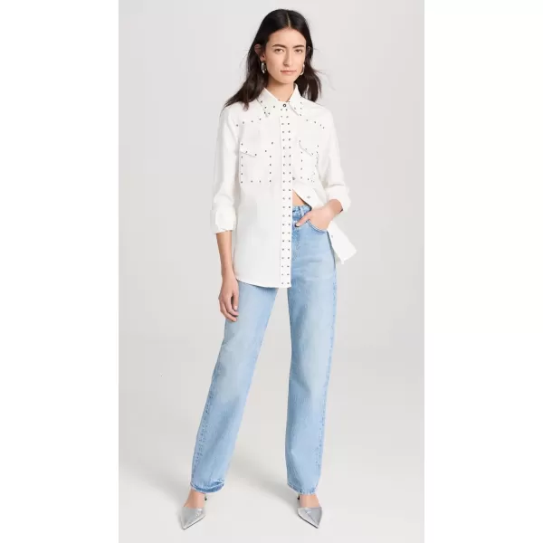 7 For All Mankind Womens Emilia Shirt with StudsWhisper White