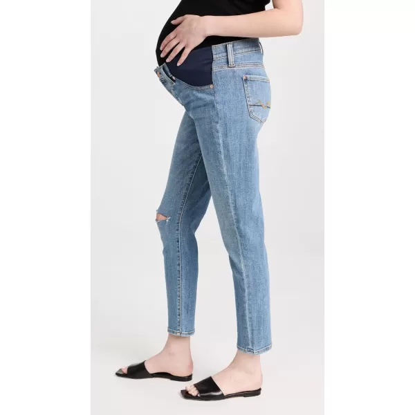 7 For All Mankind Womens Maternity Josefina Jeans with One Knee HoleBrt Lt Brk Twill