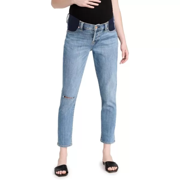 7 For All Mankind Womens Maternity Josefina Jeans with One Knee HoleBrt Lt Brk Twill