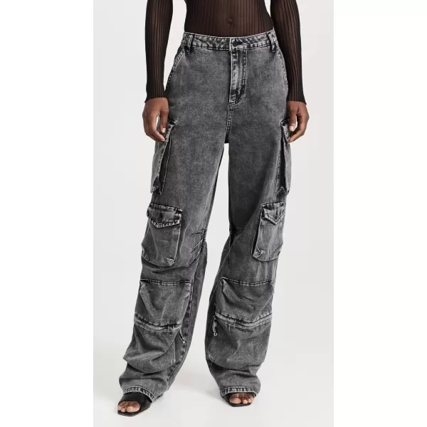 AFRM Womens Parker Baggy Cargo PantsBlack Acid Wash