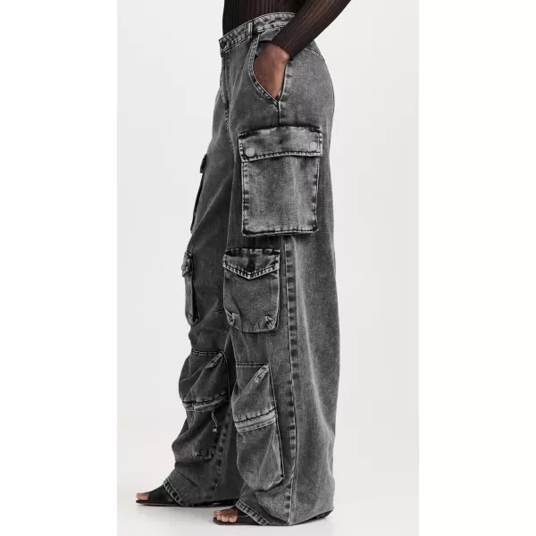 AFRM Womens Parker Baggy Cargo PantsBlack Acid Wash