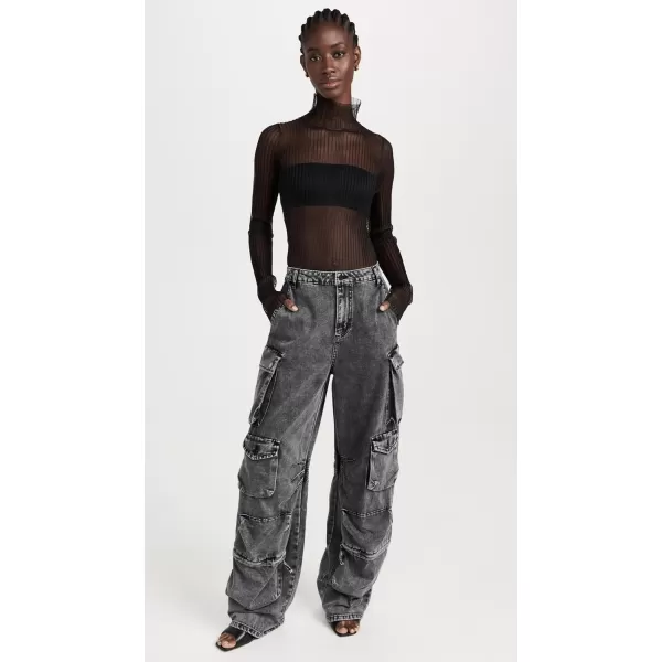 AFRM Womens Parker Baggy Cargo PantsBlack Acid Wash