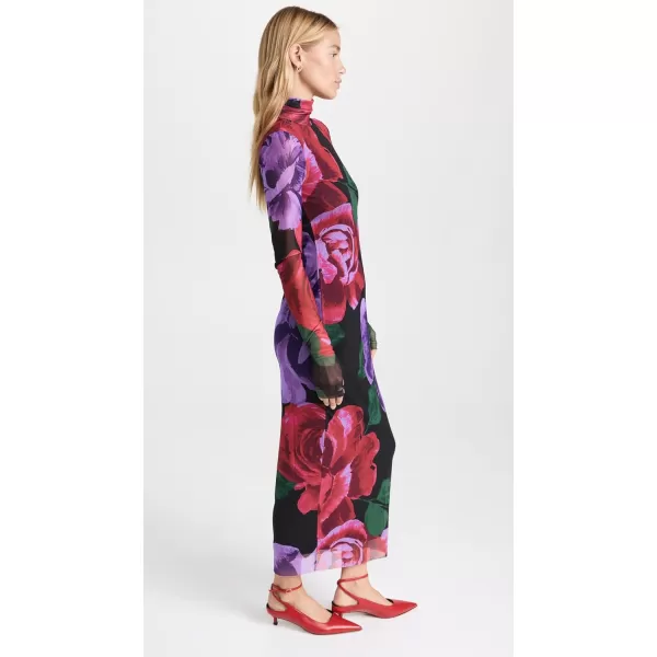 AFRM Womens Shailene Mesh Turtleneck Midi DressOversized Bloom