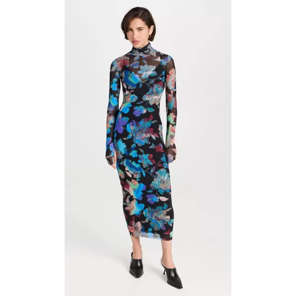 AFRM Womens Shailene Turtleneck Midi DressMarble Floral