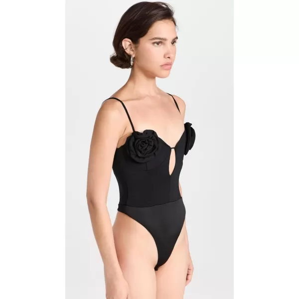 AFRM Womens Tartine Seamed Thong Bodysuit with Rosette BustNoir