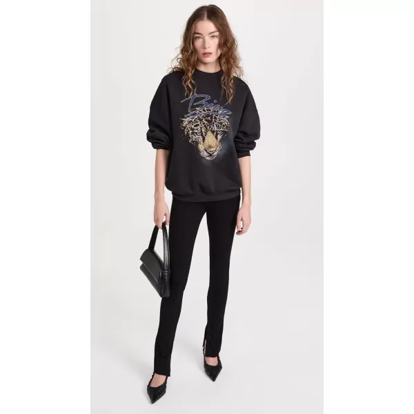 ANINE BING Womens Harvey Crew Leopard SweatshirtVintage Black