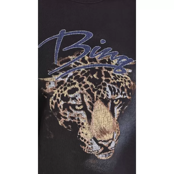 ANINE BING Womens Harvey Crew Leopard SweatshirtVintage Black