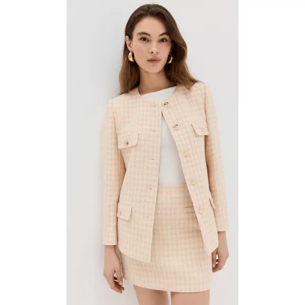 ANINE BING Womens Janet JacketCream and Peach Houndstooth