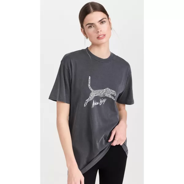 ANINE BING Womens Walker Tee Spotted LeopardWashed Black