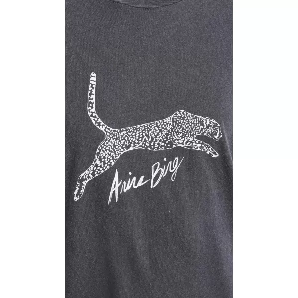 ANINE BING Womens Walker Tee Spotted LeopardWashed Black