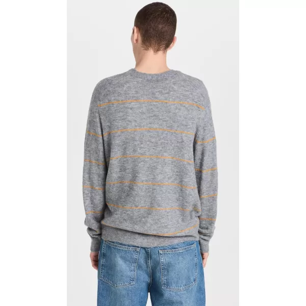 ATM Anthony Thomas Melillo Mens Alpaca Blend Striped CardiganHeather Grey Combo