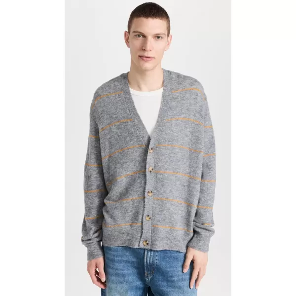 ATM Anthony Thomas Melillo Mens Alpaca Blend Striped CardiganHeather Grey Combo