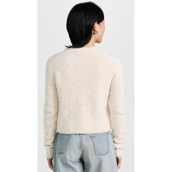 ATM Anthony Thomas Melillo Womens Wool Blend Boucle Cropped CardiganChalk