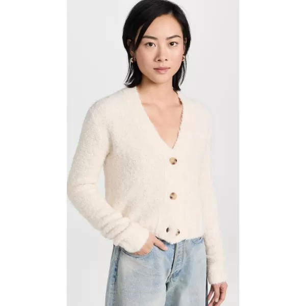 ATM Anthony Thomas Melillo Womens Wool Blend Boucle Cropped CardiganChalk