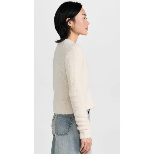 ATM Anthony Thomas Melillo Womens Wool Blend Boucle Cropped CardiganChalk