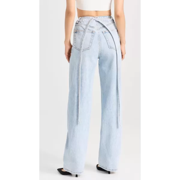 Alexander Wang Womens Balloon Jeans with Skinny Button Back WaistbandBleach