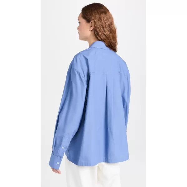 Alexander Wang Womens Button Up Long Sleeve Shirt with Logo Apple PatchDark Iris