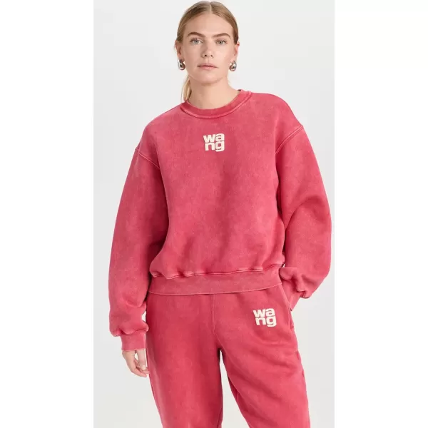 Alexander Wang Womens Essential Terry Crew Sweatshirt with Puff Paint LogoSoft Cherry