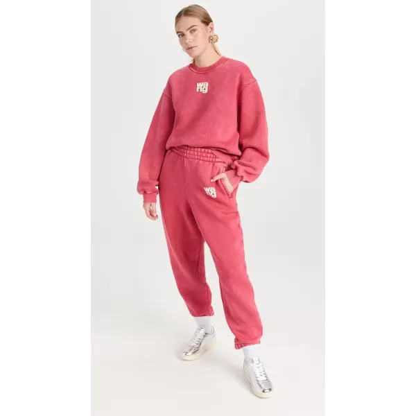 Alexander Wang Womens Essential Terry Crew Sweatshirt with Puff Paint LogoSoft Cherry