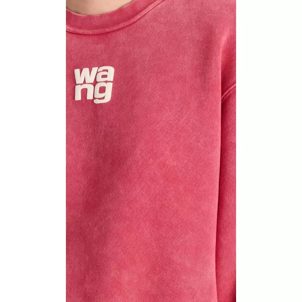 Alexander Wang Womens Essential Terry Crew Sweatshirt with Puff Paint LogoSoft Cherry