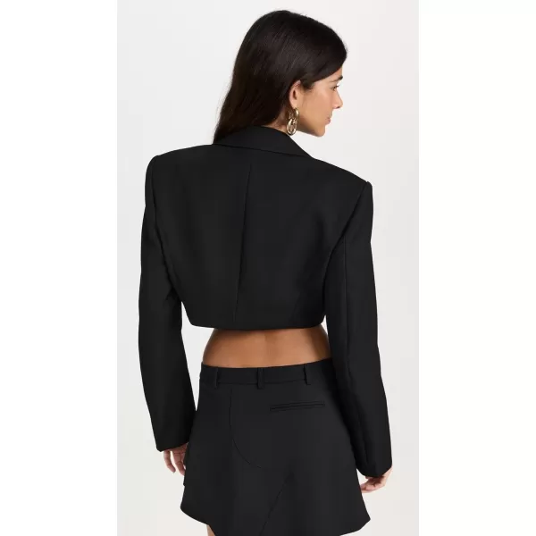 Alexander Wang Womens Tuxedo Cropped Blazer with Logo EmbroideryBlack