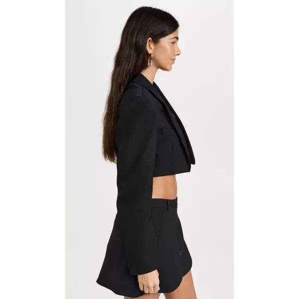 Alexander Wang Womens Tuxedo Cropped Blazer with Logo EmbroideryBlack