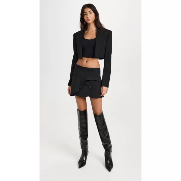 Alexander Wang Womens Tuxedo Cropped Blazer with Logo EmbroideryBlack