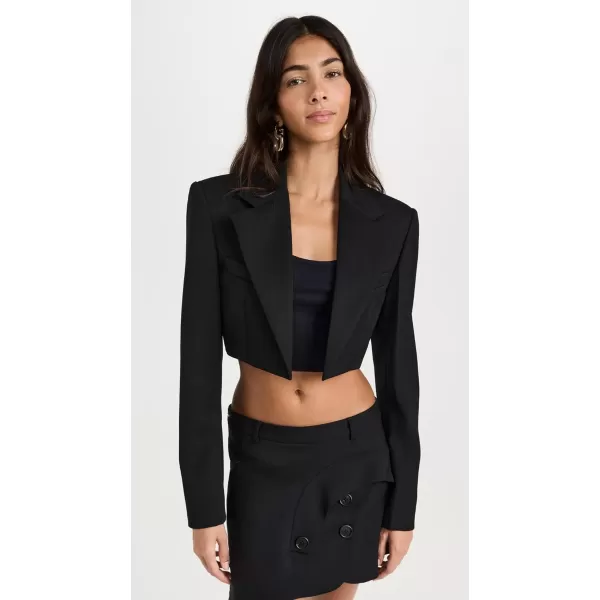 Alexander Wang Womens Tuxedo Cropped Blazer with Logo EmbroideryBlack