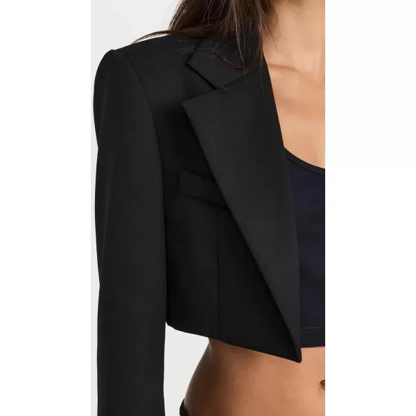 Alexander Wang Womens Tuxedo Cropped Blazer with Logo EmbroideryBlack