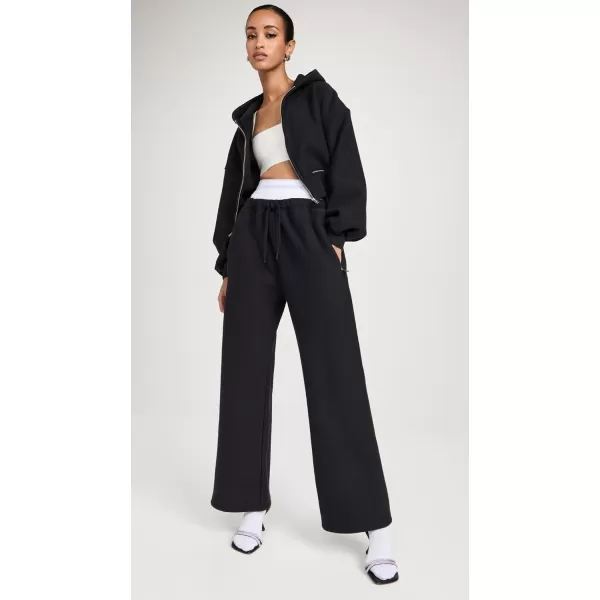 Alexander Wang Womens Wide Leg Sweatpants with Logo Elastic Exposed BriefsFaded Black