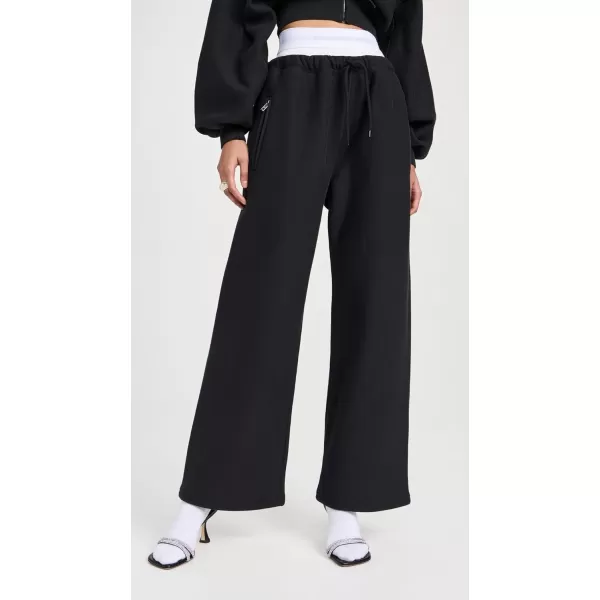 Alexander Wang Womens Wide Leg Sweatpants with Logo Elastic Exposed BriefsFaded Black