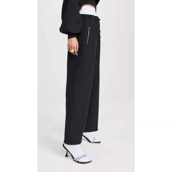 Alexander Wang Womens Wide Leg Sweatpants with Logo Elastic Exposed BriefsFaded Black