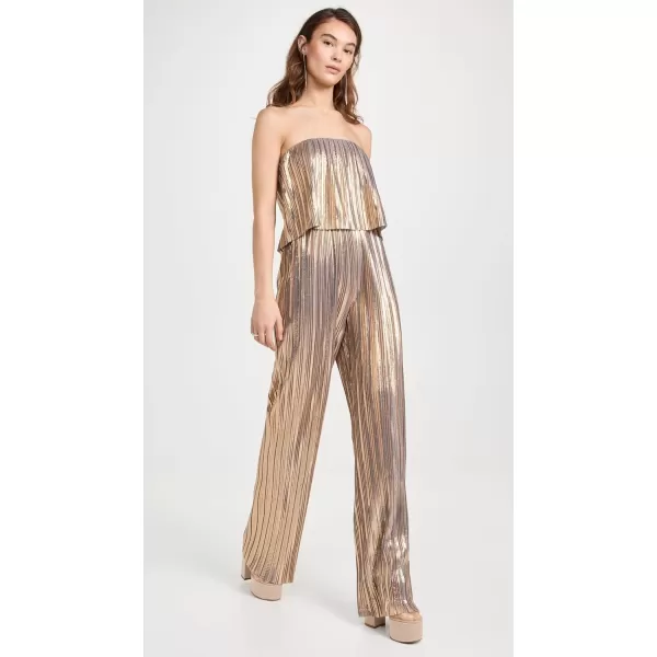 Amanda Uprichard Womens Collina Jumpsuit In PleatsGold