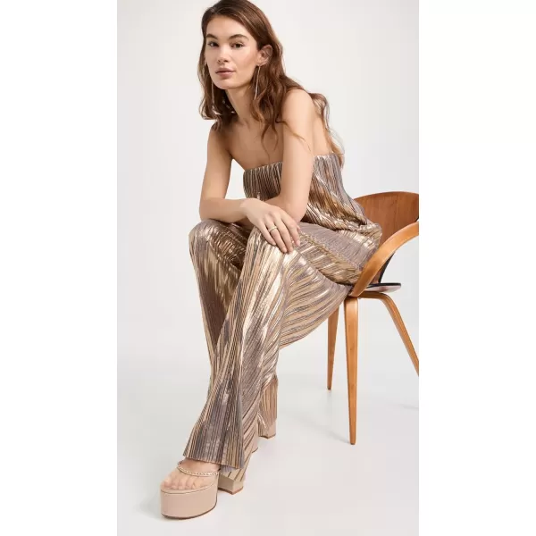 Amanda Uprichard Womens Collina Jumpsuit In PleatsGold