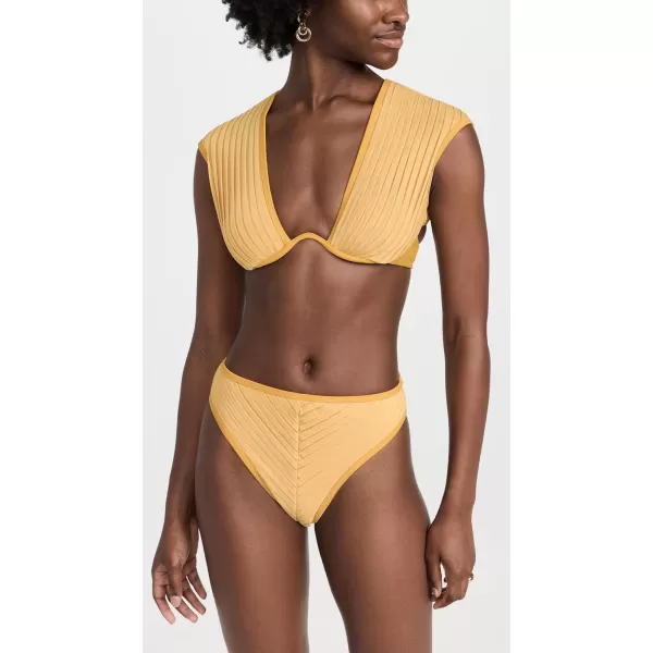 Andrea Iyamah Womens Pura High Rise Bikini BottomsMustard