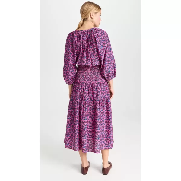 Apiece Apart Womens Laureles Smocked DressPalm Floral Fuchsia