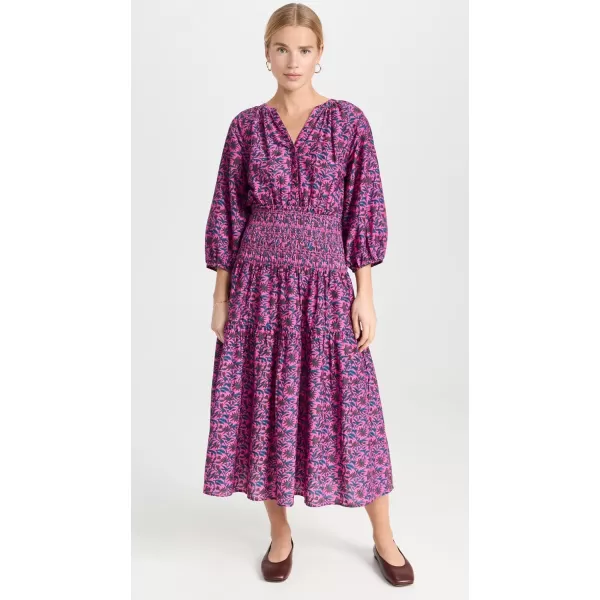 Apiece Apart Womens Laureles Smocked DressPalm Floral Fuchsia