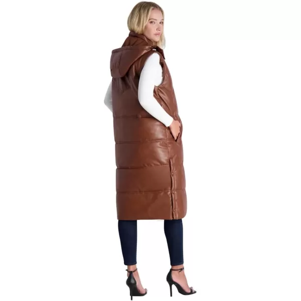 Avec Les Filles Faux Leather Maxi Puffer Vest for WomenSienna