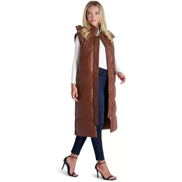 Avec Les Filles Faux Leather Maxi Puffer Vest for WomenSienna