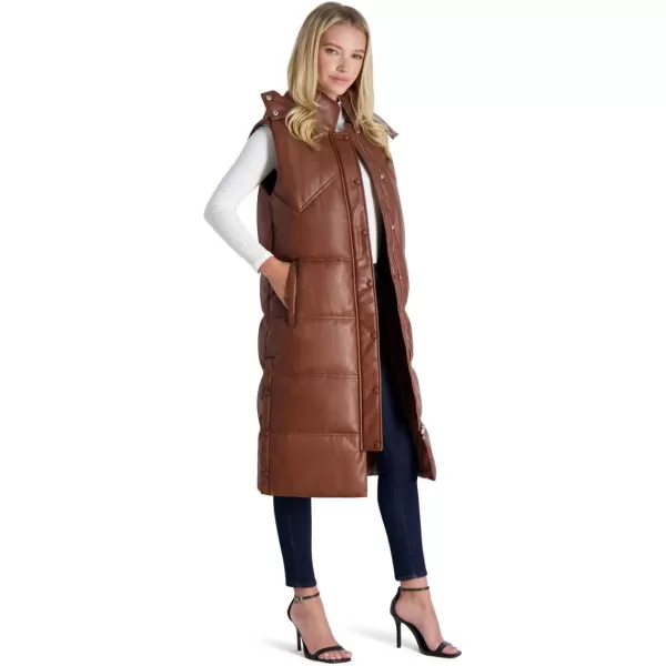 Avec Les Filles Faux Leather Maxi Puffer Vest for WomenSienna