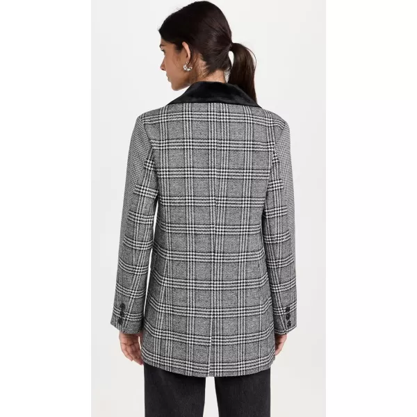 Avec Les Filles Womens Double Breasted BlazerHoundstooth Plaid Combo