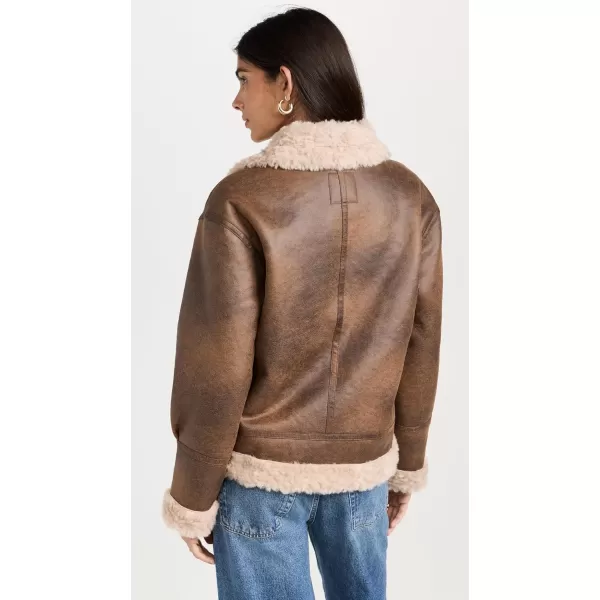 Avec Les Filles Womens Faux Fur CoatBrandy