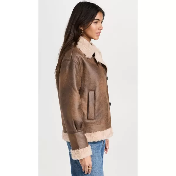 Avec Les Filles Womens Faux Fur CoatBrandy