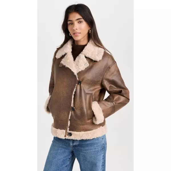 Avec Les Filles Womens Faux Fur CoatBrandy