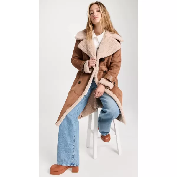 Avec Les Filles Womens Shearling CoatFawn