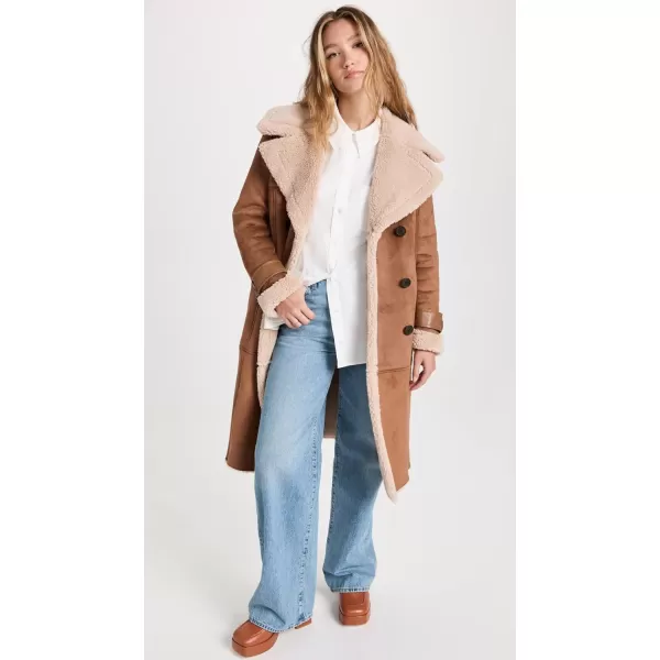 Avec Les Filles Womens Shearling CoatFawn