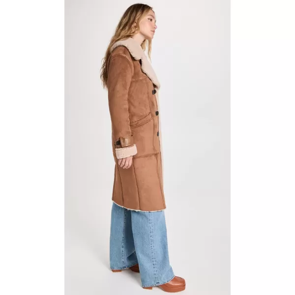 Avec Les Filles Womens Shearling CoatFawn