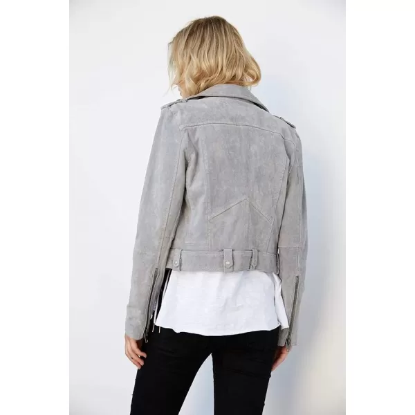 BLANKNYC womens Luxury Clothing Cropped Suede Leather Motorcycle Jackets Comfortable amp Stylish CoatsCloud Grey